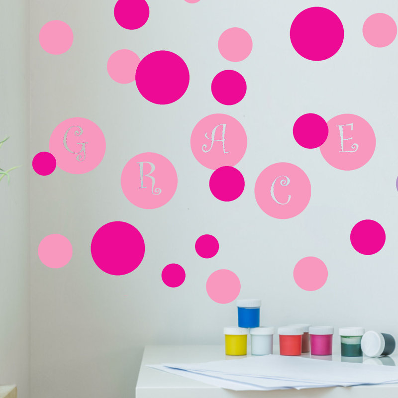 DecaltheWalls Polka Dot Circles with Personalized Name Wall Decal Wayfair